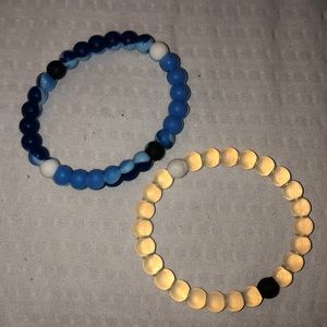 Blue and clear lokai bracelets